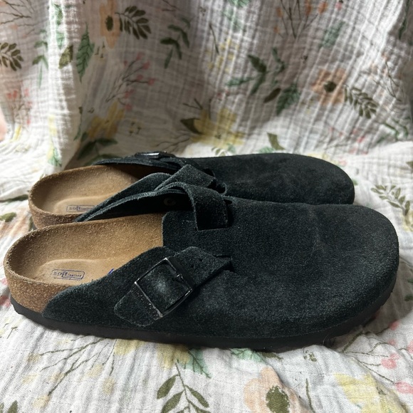 Birkenstock Boston Black Suede Soft Footbed Narrow Clogs - Picture 6 of 7